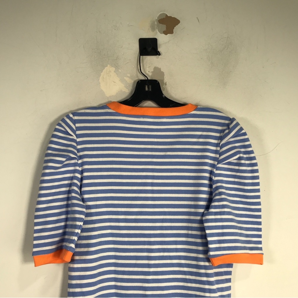 Rebecca Minkoff Puff Sleeve Striped Top, Women's Size S - Blue/White/Orange - Picture 7 of 9